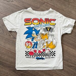 Sonic The Hedgehog T-Shirt Boys Medium White Sonic T-Shirt Blue Sonic Sega Shirt